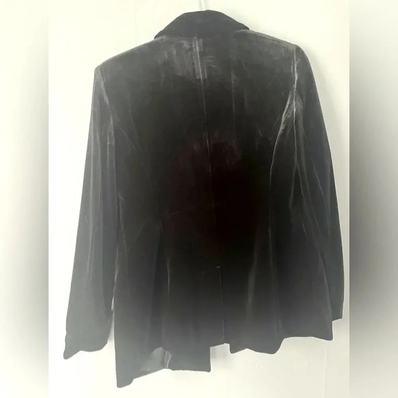 INC International Concepts Women's Black Velvet Blazer M Notched Lapel - Picture 2 of 5